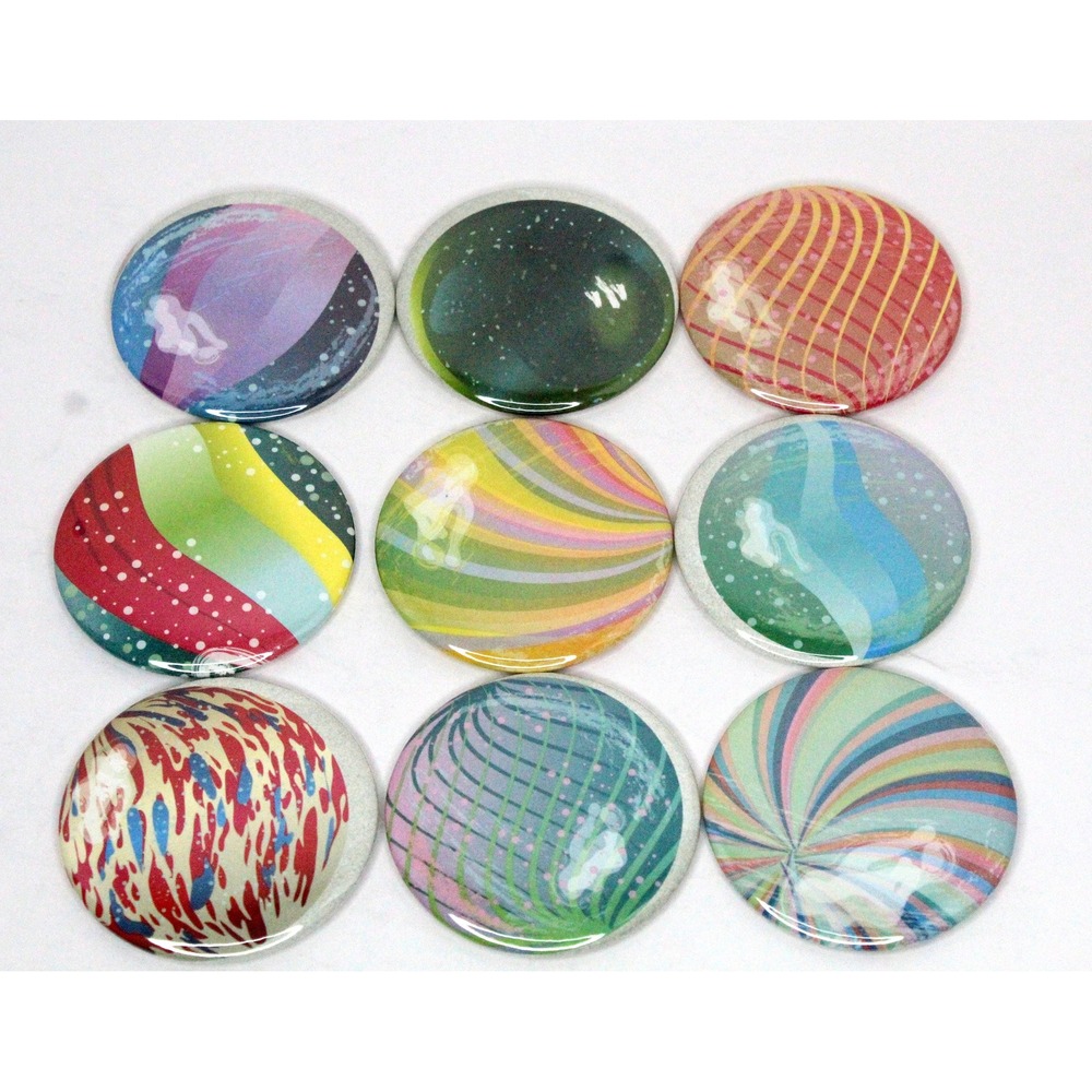 Set of 9 Refrigerator Locker Magnets 2.25" Handmade Bohemian - Glass Marbles